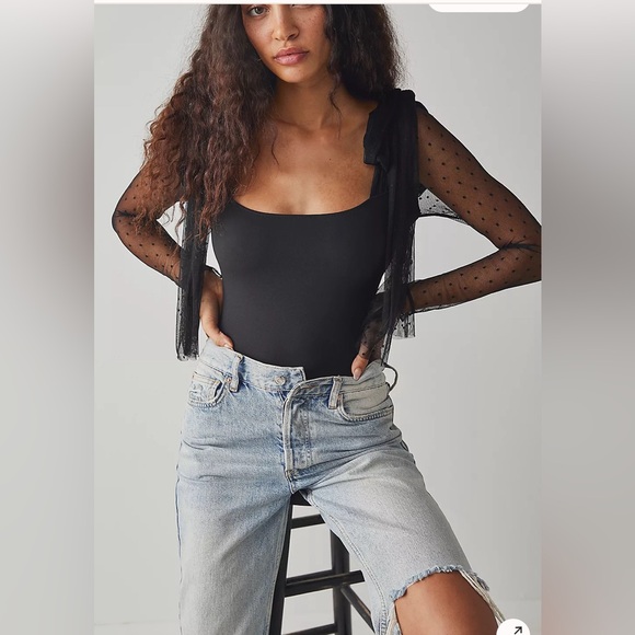 Free People Tops - NWT Free People Tongue Tied Bodysuit in black size S